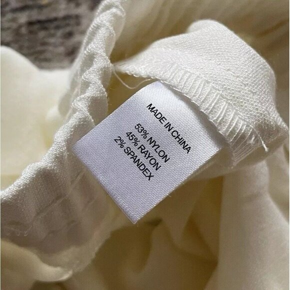 DREW Nylon Rayon Wide Leg Pant Womens Sz L Ivory Chic Pull On Beach Boho Minimal - Picture 4 of 10